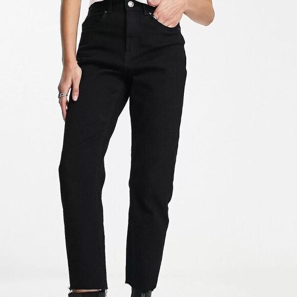 Only Emily high waist straight leg ankle jean black W28 L32 AsosNWT IN PACKAGING - Picture 1 of 9